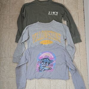 GAP Kids Long Sleeve Tees - Green, Gray, and Multicolor